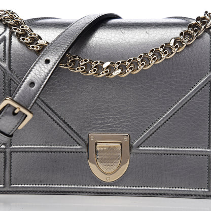 Christian Dior Metallic Grained Calfskin Medium Diorama Flap Bag Silver 9 of 10