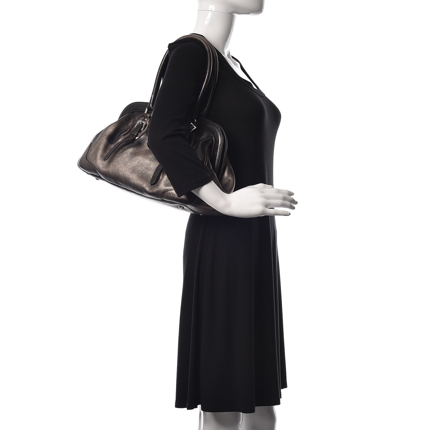 Prada Vitello Daino Antik Frame Bag Piombo 2 of 10
