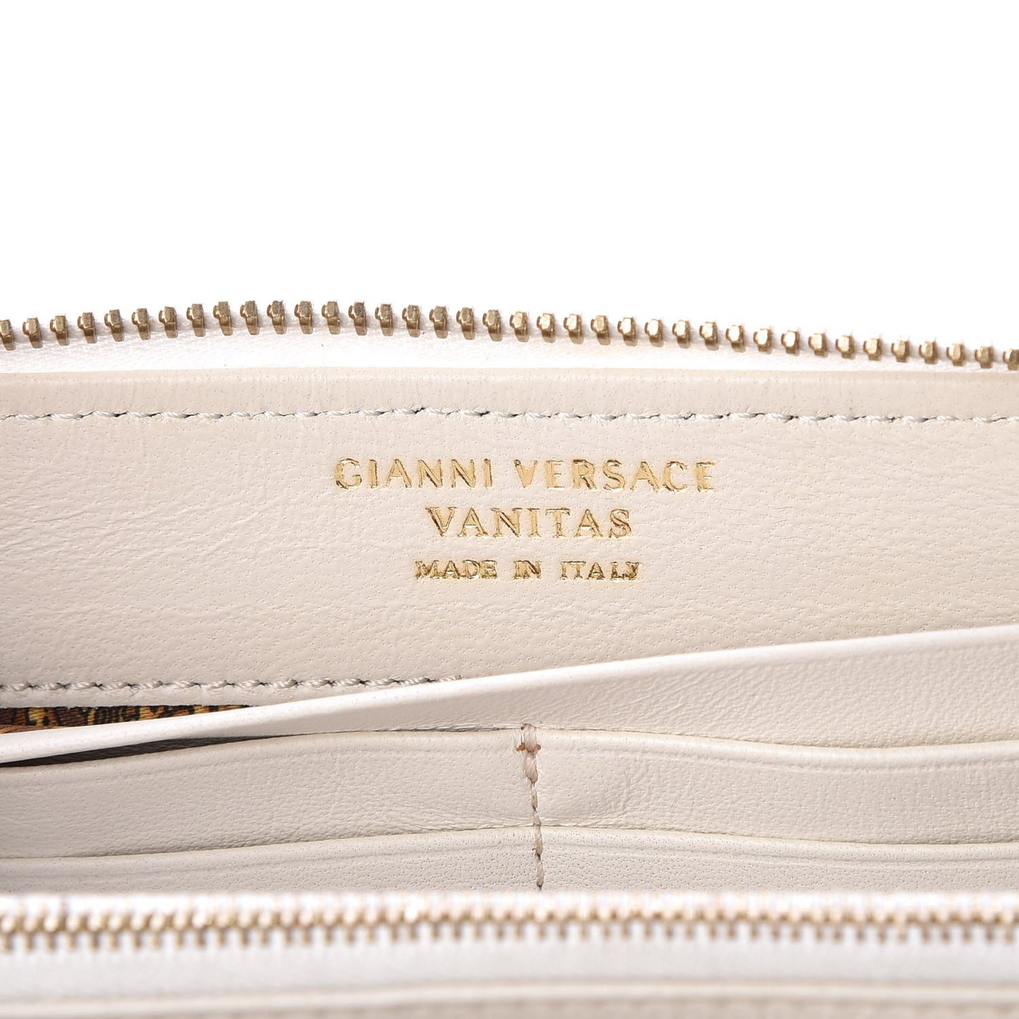 Nappa Barocco Zip Around Wallet White