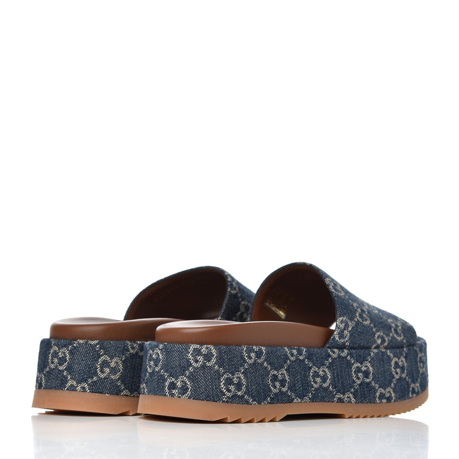 Gucci New Denim GG Monogram Angelina Platform 55mm Slide Sandals 36.5 Blue Tea 4 of 10