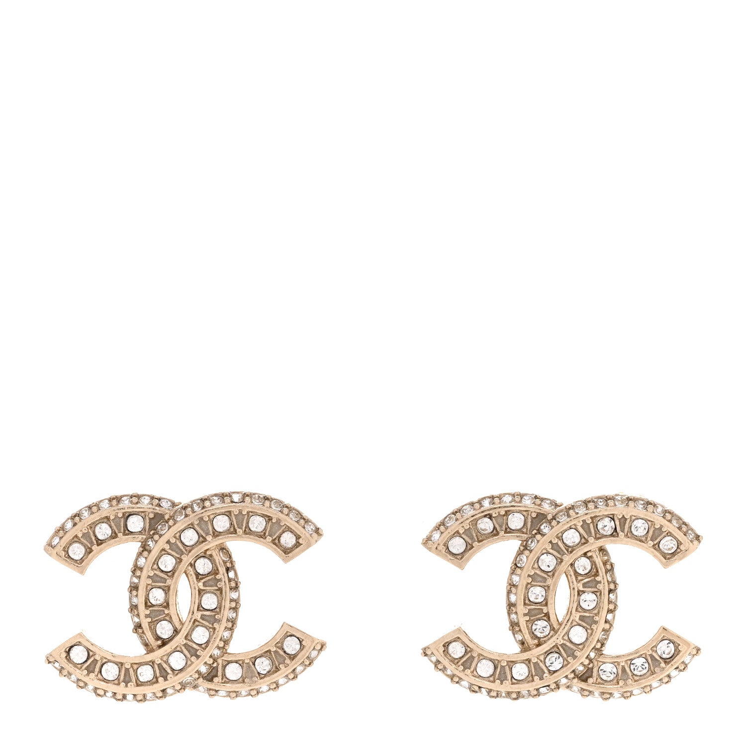 Chanel Crystal Timeless CC Earrings Light Gold 1 of 5