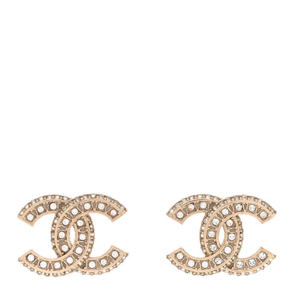 Chanel Crystal Timeless CC Earrings Light Gold 1 of 5