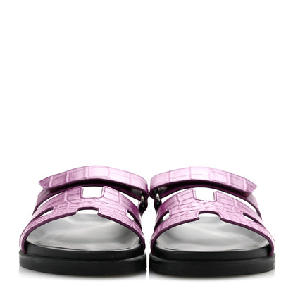 Hermes Matte Alligator Womens Chypre Sandals 38.5 Anemone 3 of 10