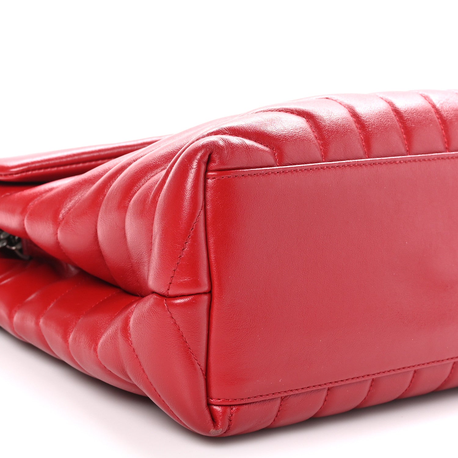 Saint Laurent Calfskin Y Quilted Monogram Medium Loulou Chain Satchel Lipstick Red 9 of 10