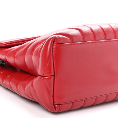 Saint Laurent Calfskin Y Quilted Monogram Medium Loulou Chain Satchel Lipstick Red 9 of 10
