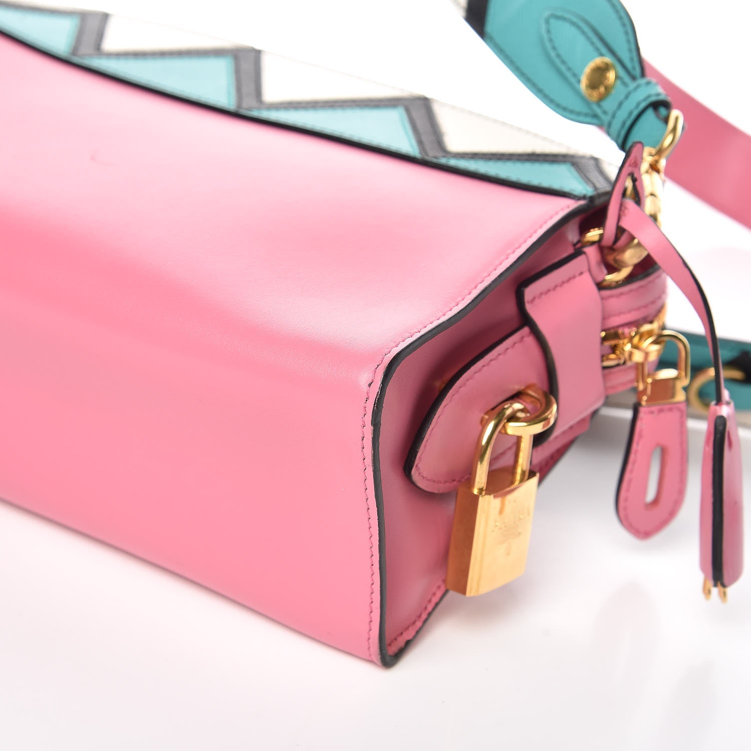 Prada City Calf Saffiano Esplanade Crossbody Bag Begonia Giada 11 of 13