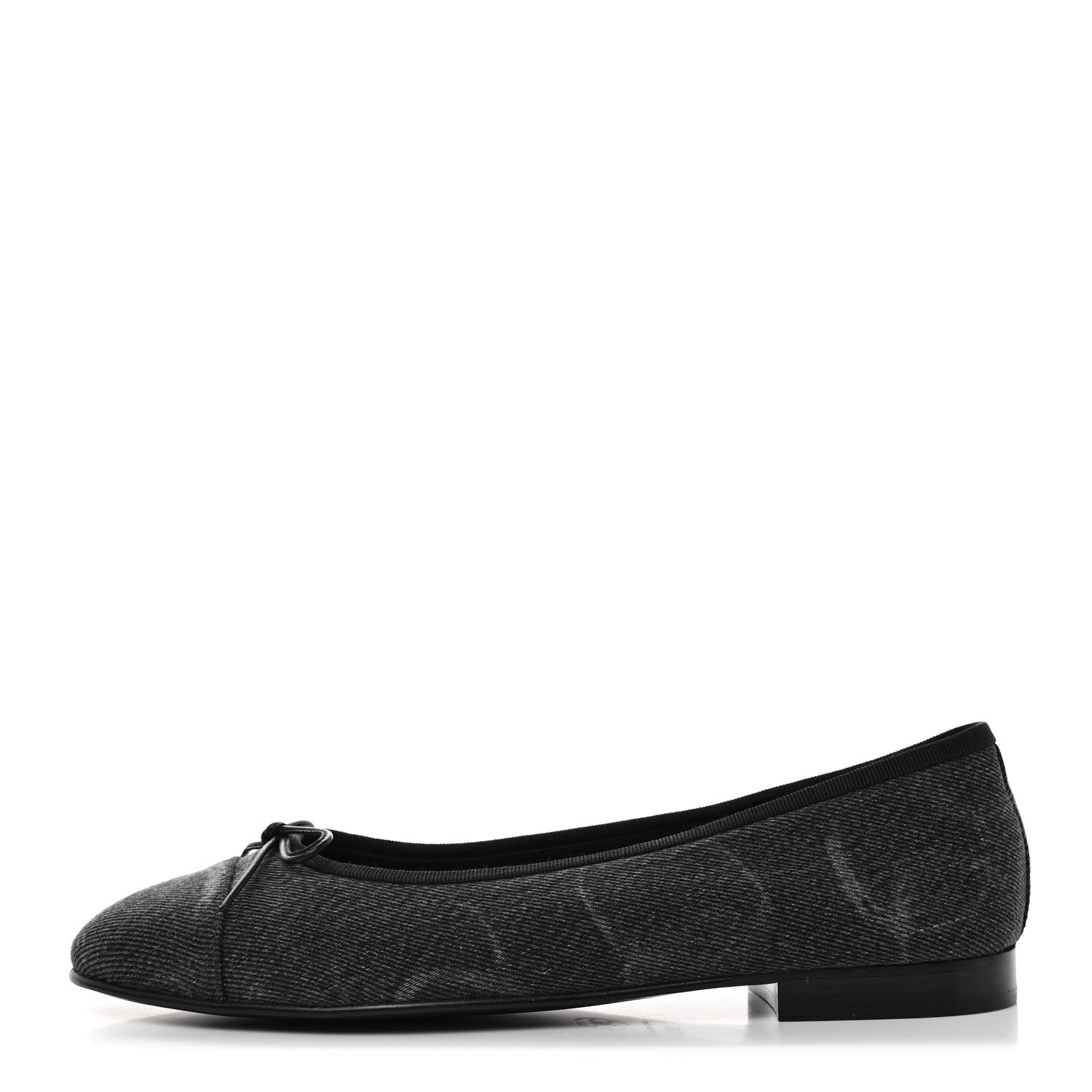 Chanel Denim Printed Cap Toe Ballerina Flats 39.5 Black 1 of 9