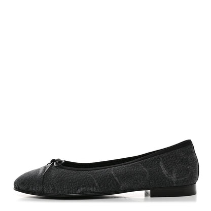 Chanel Denim Printed Cap Toe Ballerina Flats 39.5 Black 1 of 9