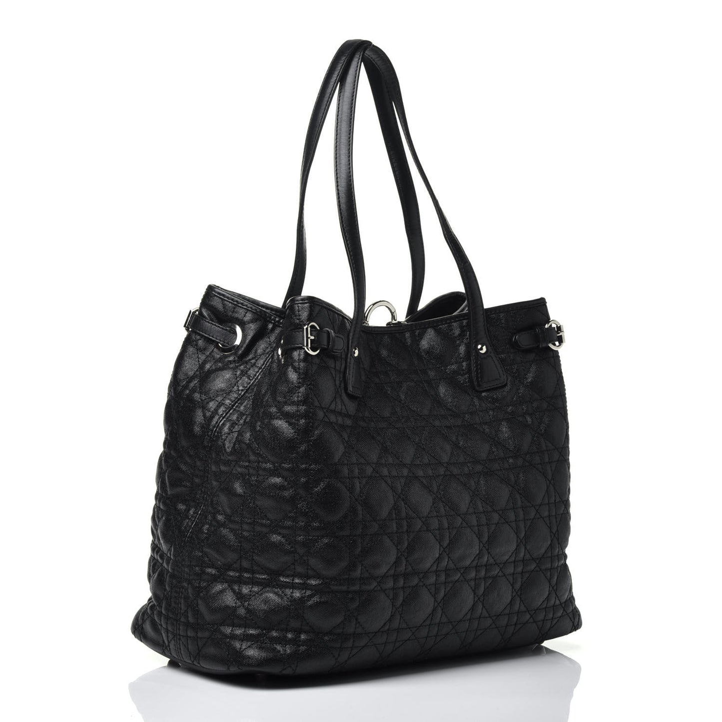 Coated Canvas Cannage Medium Panarea Tote Black