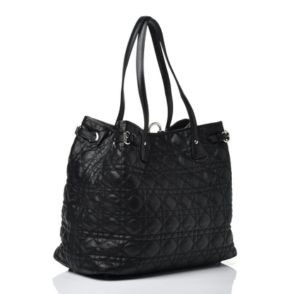 Christian Dior Coated Canvas Cannage Medium Panarea Tote Black 3 of 9