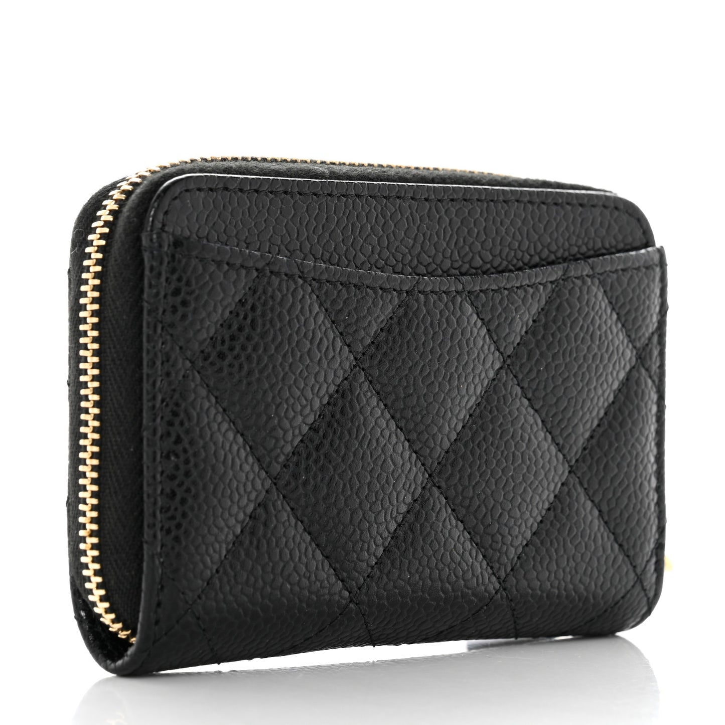 Caviar Quilted Classic Zipped Coin Purse Black