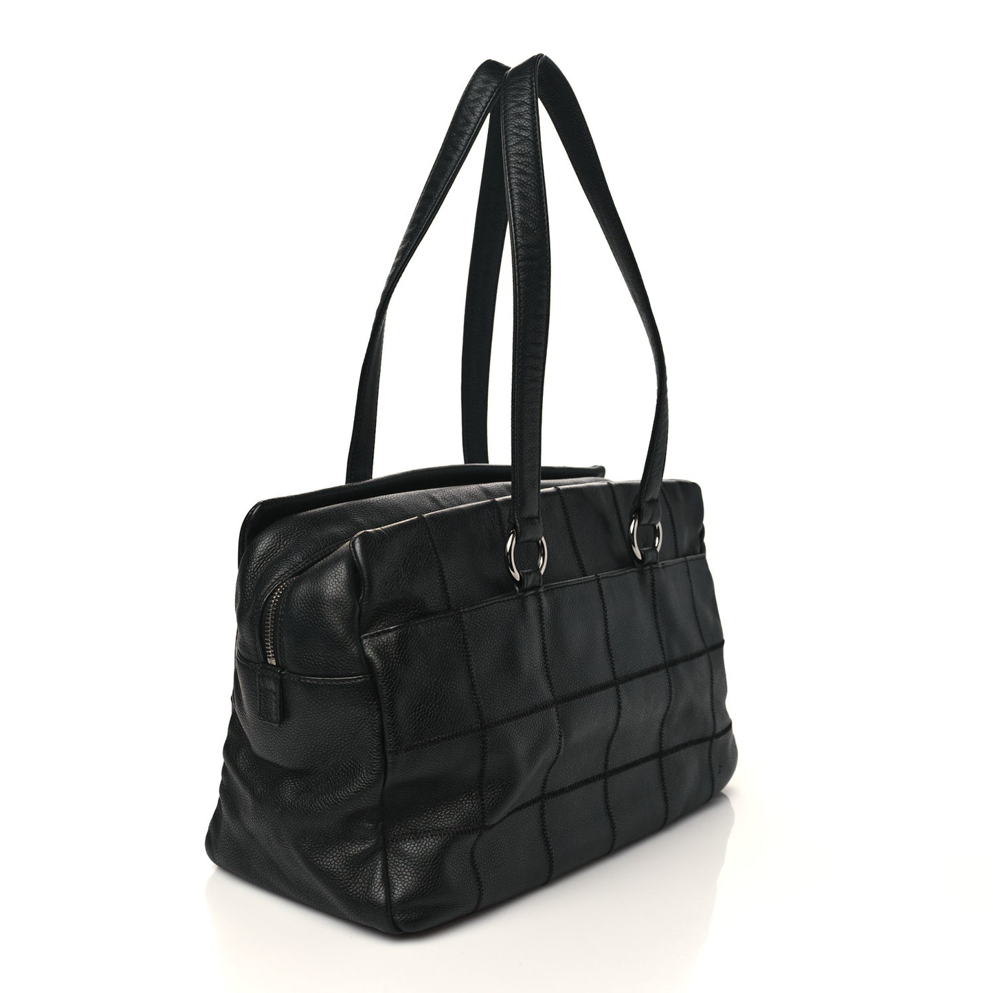 Caviar Square Stitched Large Tote Black