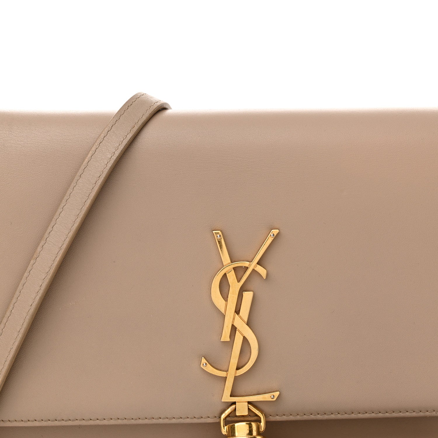 Saint Laurent Smooth Calfskin Classic Monogram Kate Tassel Chain Wallet Nude Powder 7 of 13