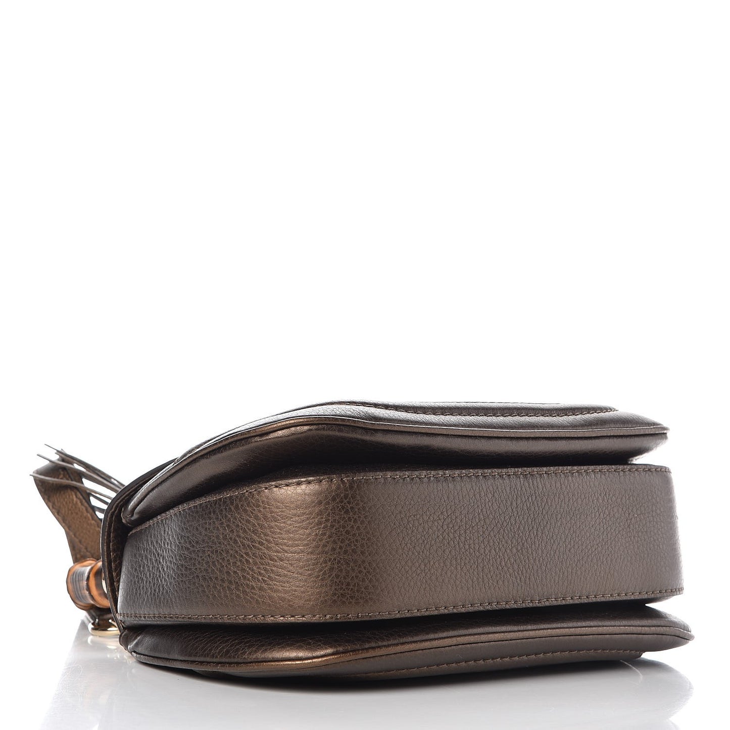 Metallic Calfskin Medium New Bamboo Top Handle Bag Bronze