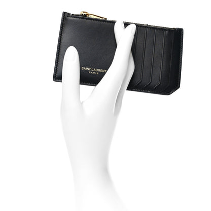 Saint Laurent Calfskin 5 Fragments Zip Pouch Card Holder Black 2 of 8