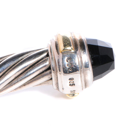 David Yurman Sterling Silver 14K Yellow Gold Black Onyx 7mm Cable Classics Bracelet 6 of 6