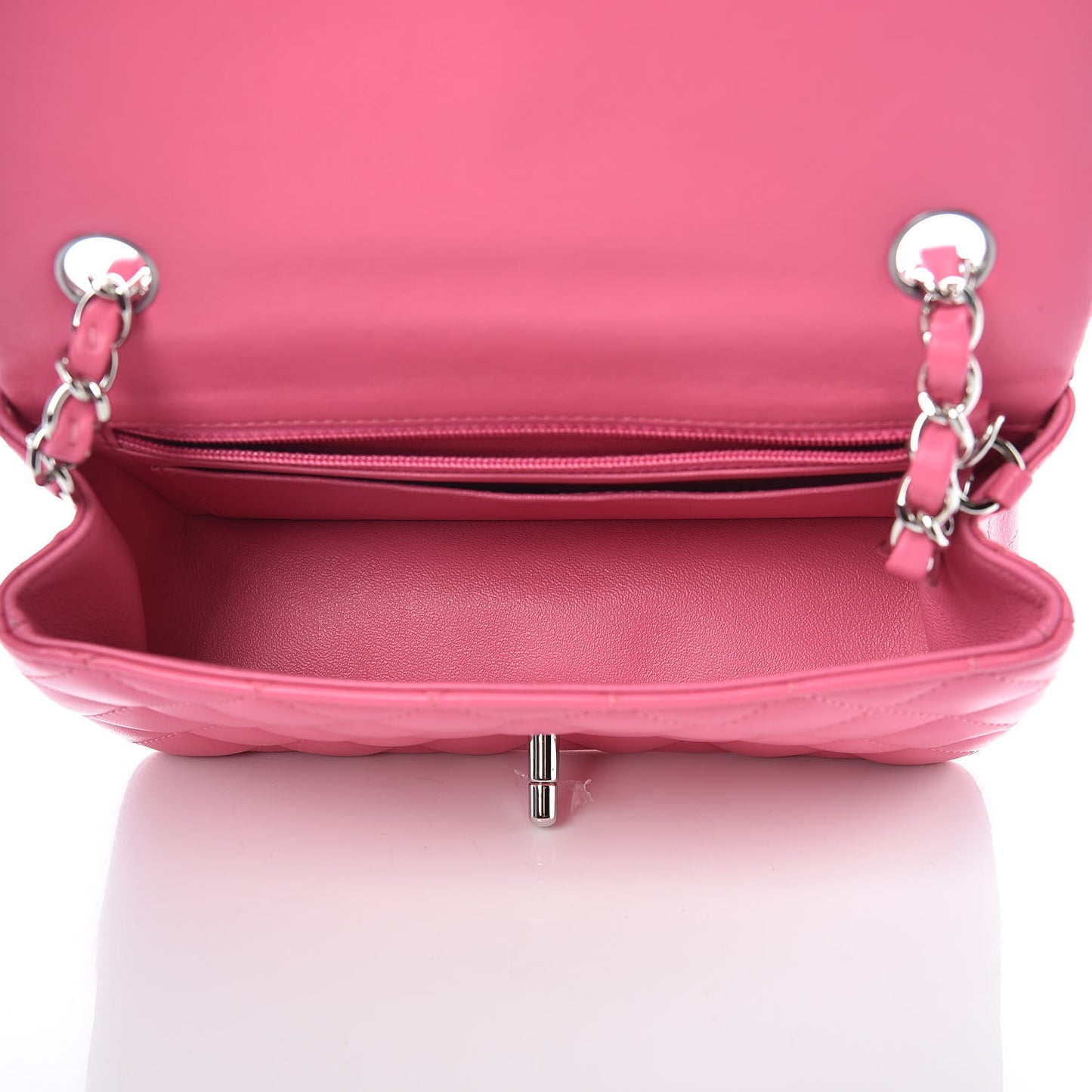 Lambskin Quilted Mini Rectangular Flap Pink