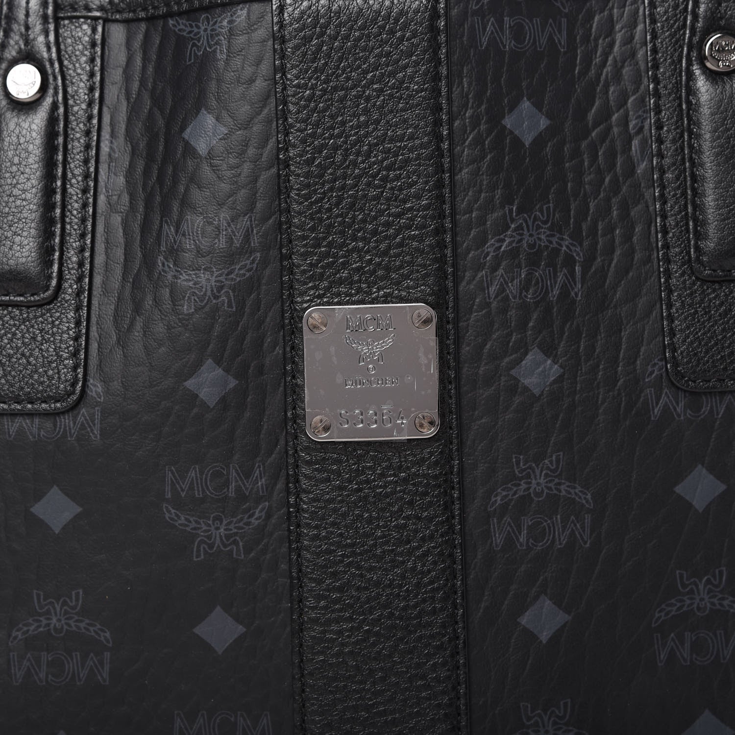 MCM Visetos Medium Liz Reversible Shopper Tote Black 9 of 10