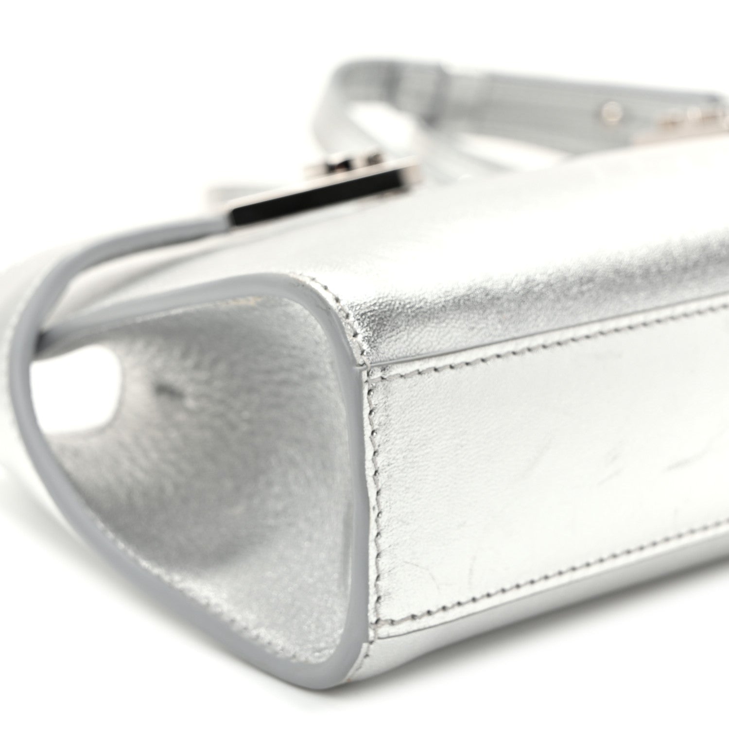 Salvatore Ferragamo Metallic Calfskin Mini E/W Hug Crossbody Bag Silver 9 of 11