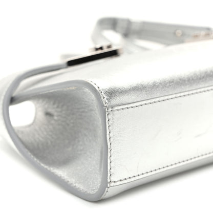 Salvatore Ferragamo Metallic Calfskin Mini E/W Hug Crossbody Bag Silver 9 of 11