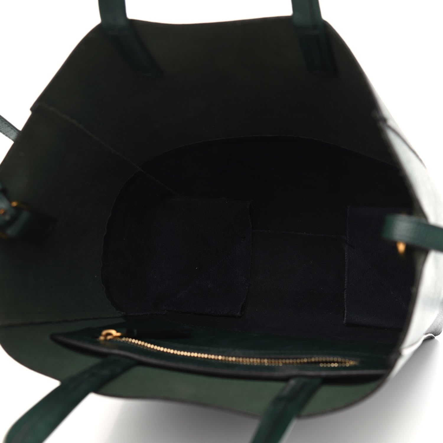 Celine Grained Calfskin Small Vertical Bi-Cabas Dark Green Black 5 of 11