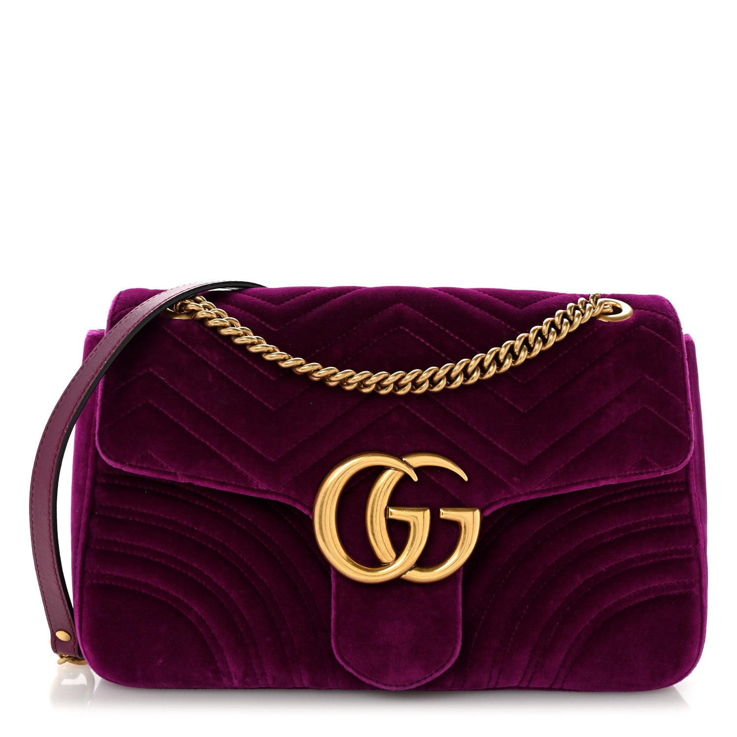 Gucci Velvet Matelasse Medium GG Marmont Shoulder Bag Fuchsia Violet Cyclamen 1 of 13