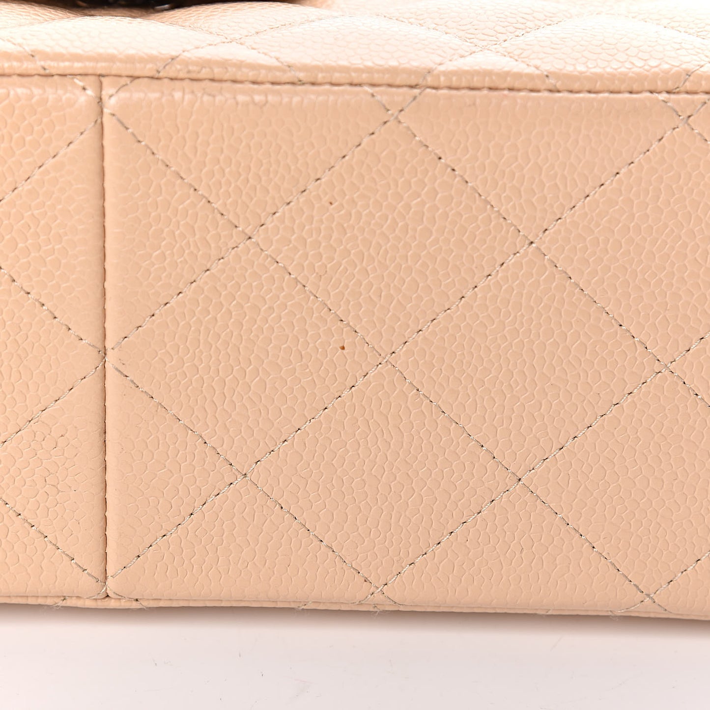 Caviar Quilted Jumbo Double Flap Beige