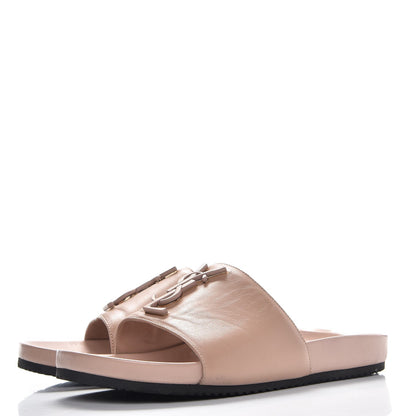 Saint Laurent Lambskin Joan Slide Sandals 38 Nude 3 of 12