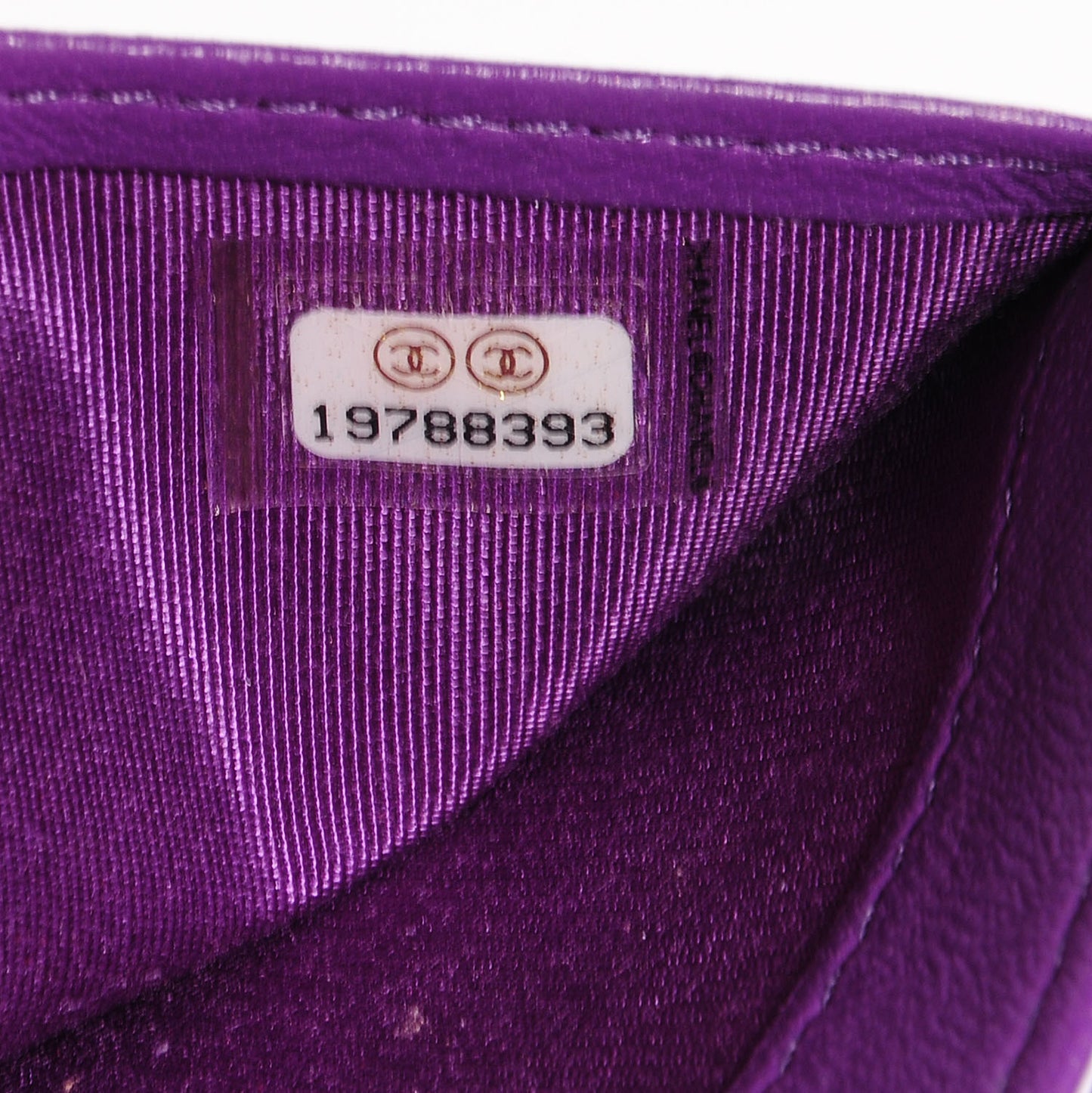 Lambskin Quilted Boy Yen Wallet Purple