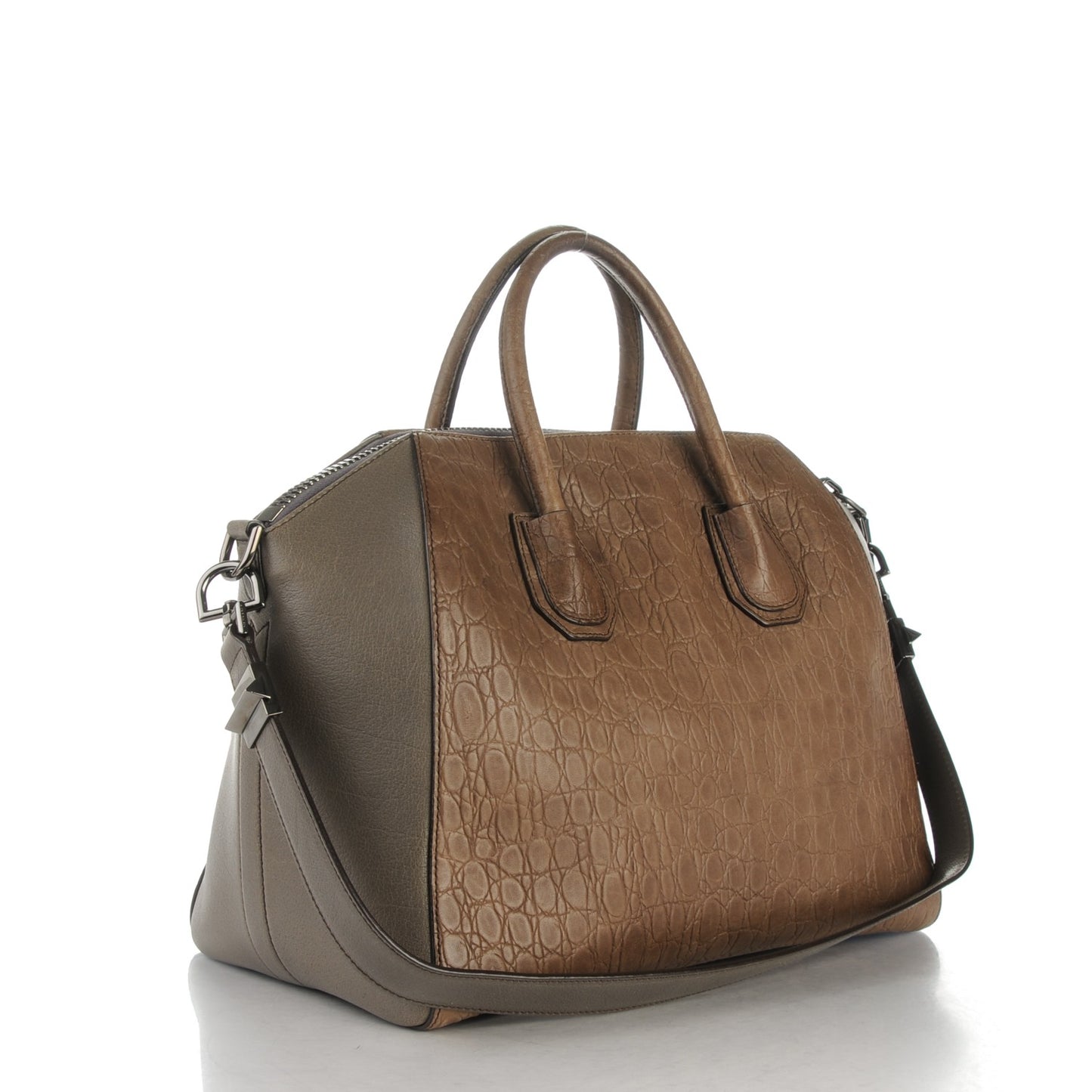 Lambskin Crocodile Embossed Medium Antigona Grey