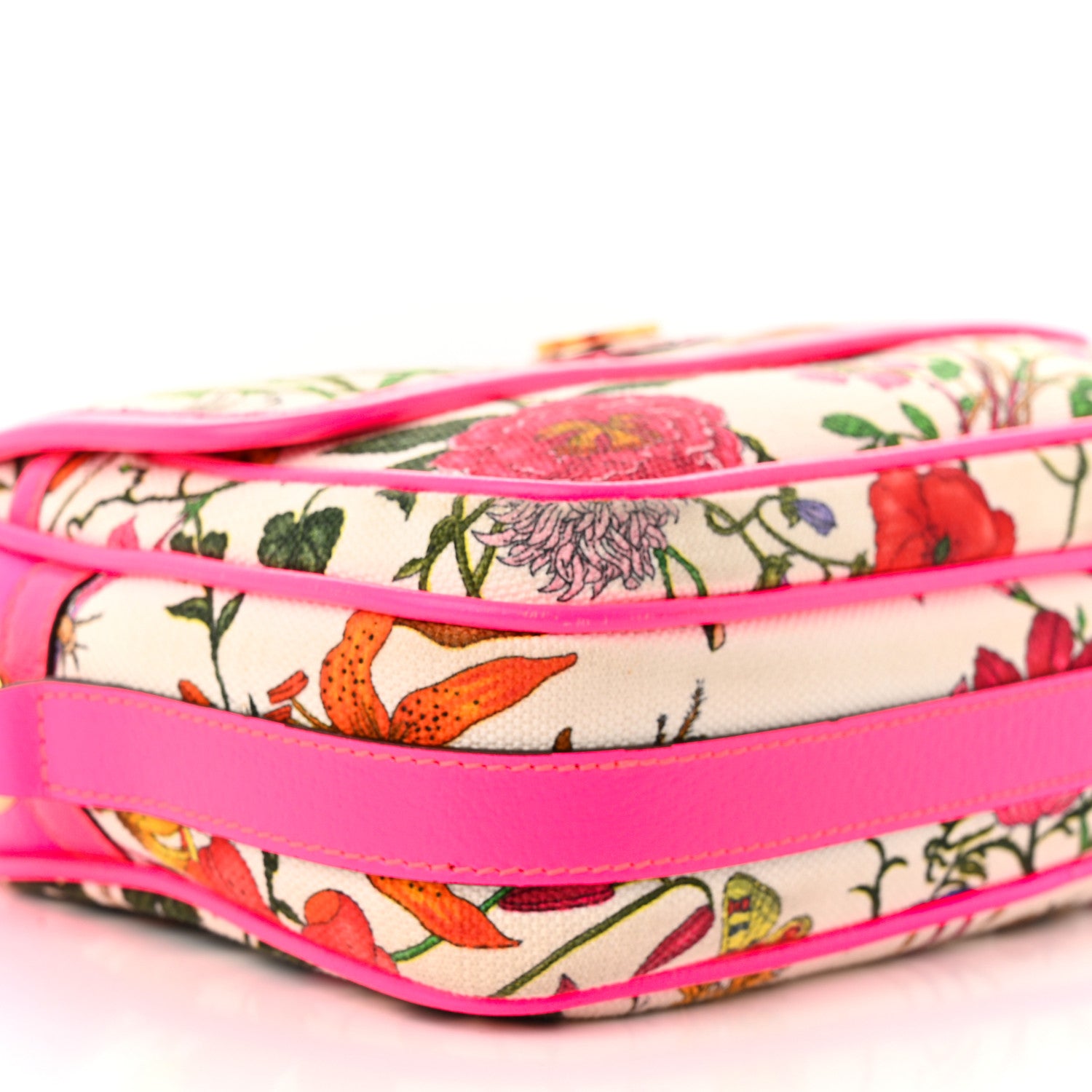 Gucci Canvas Flora Floral Shoulder Bag White Fuchsia Fluo 9 of 11