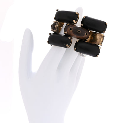 Saint Laurent Metal Wood Rivet Bangle Bracelet XS 2 of 4