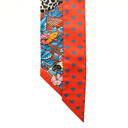 Hermes Silk Jungle Love Love Twilly Orange Bleu Brun 2 of 4