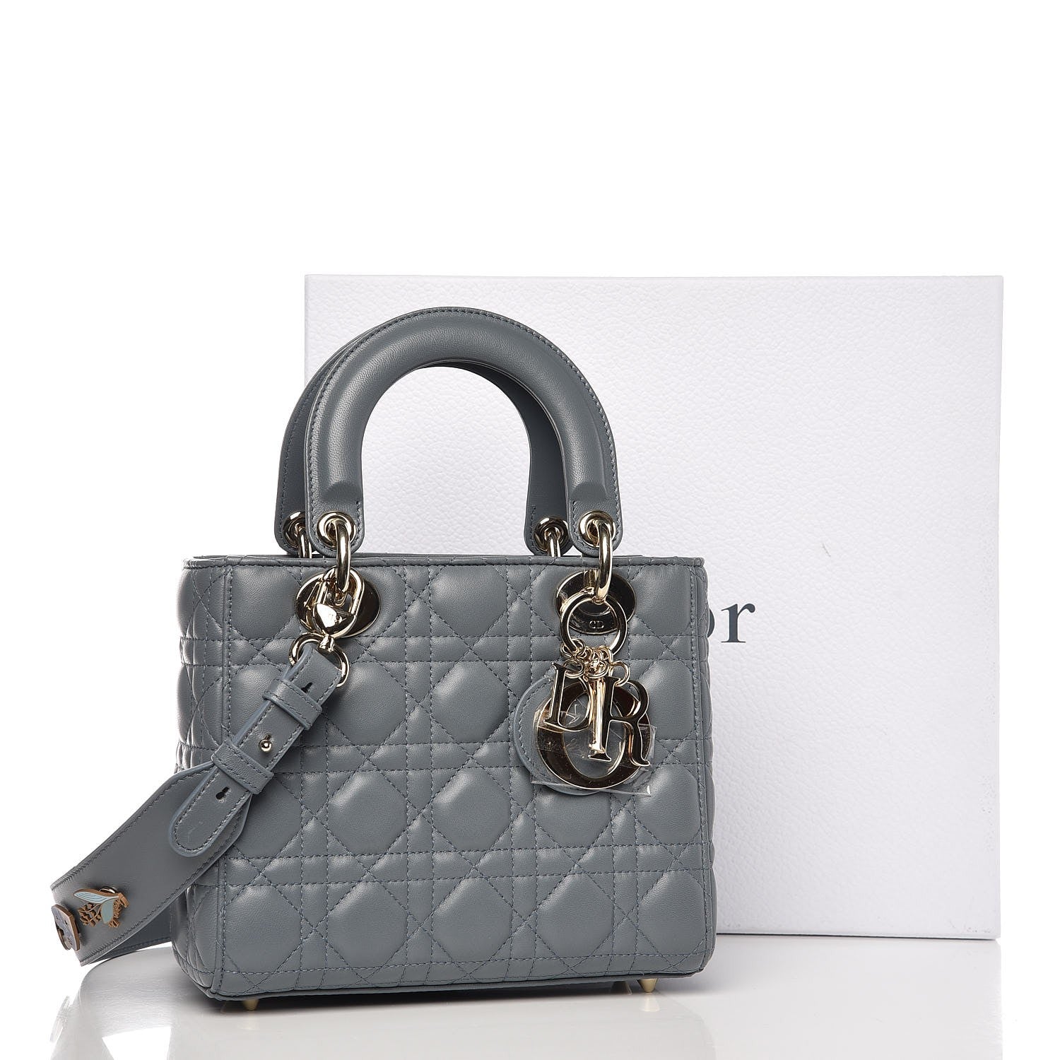 Christian Dior Lambskin Cannage Small My Lady Dior Blue Grey 10 of 10