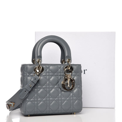 Christian Dior Lambskin Cannage Small My Lady Dior Blue Grey 10 of 10