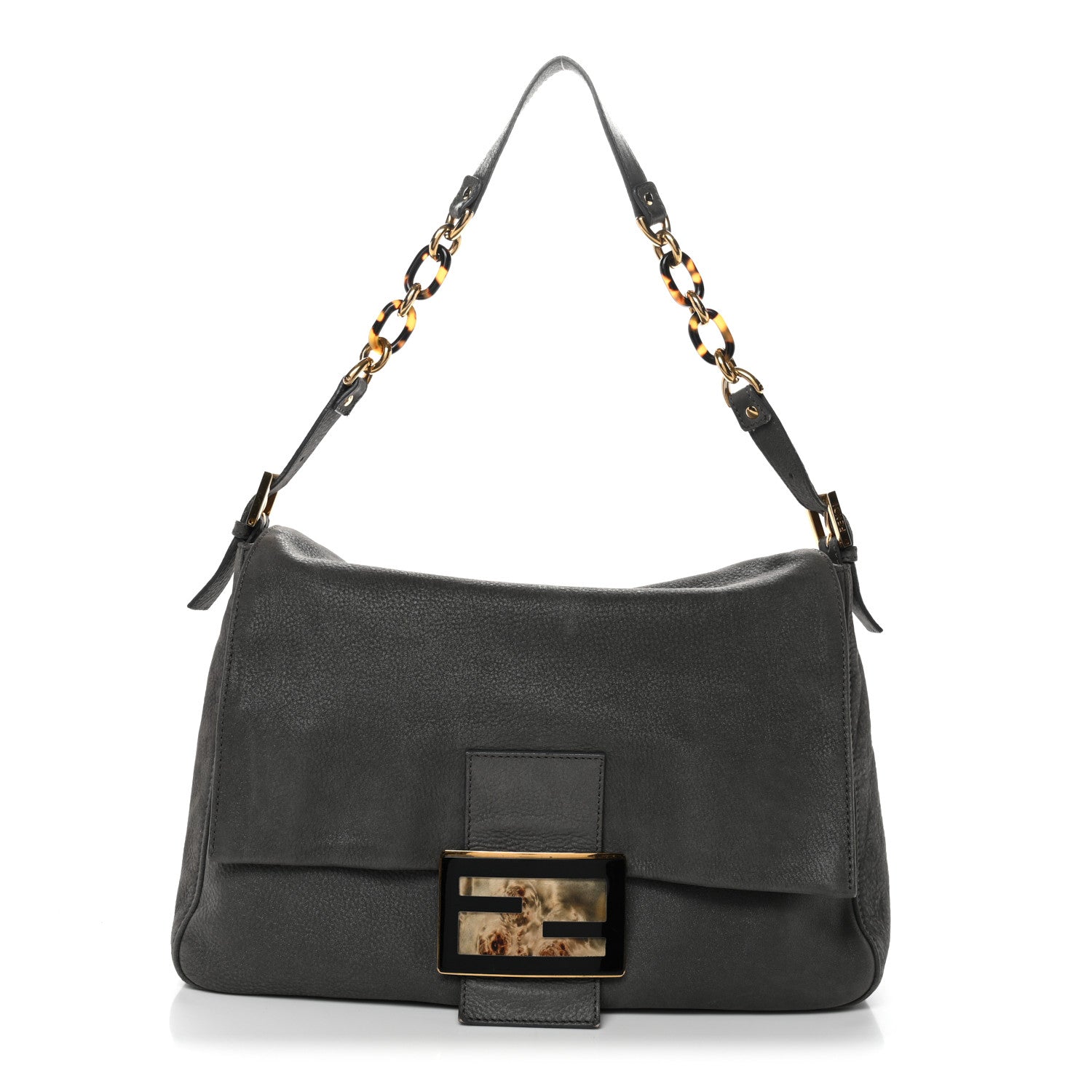Fendi Vitello Savana Big Mama Baguette Grigio Tartaruga Natural 1 of 13