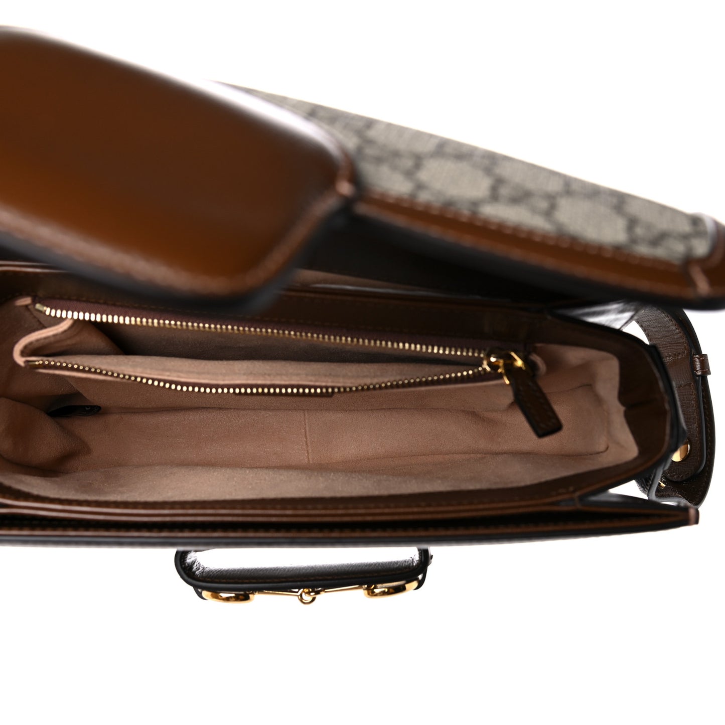 GG Supreme Monogram Horsebit 1955 Shoulder Bag Beige Brown Sugar