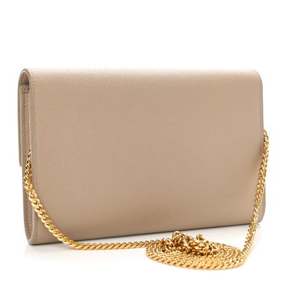 Saint Laurent Grain De Poudre Monogram Uptown Chain Wallet Taupe 4 of 11
