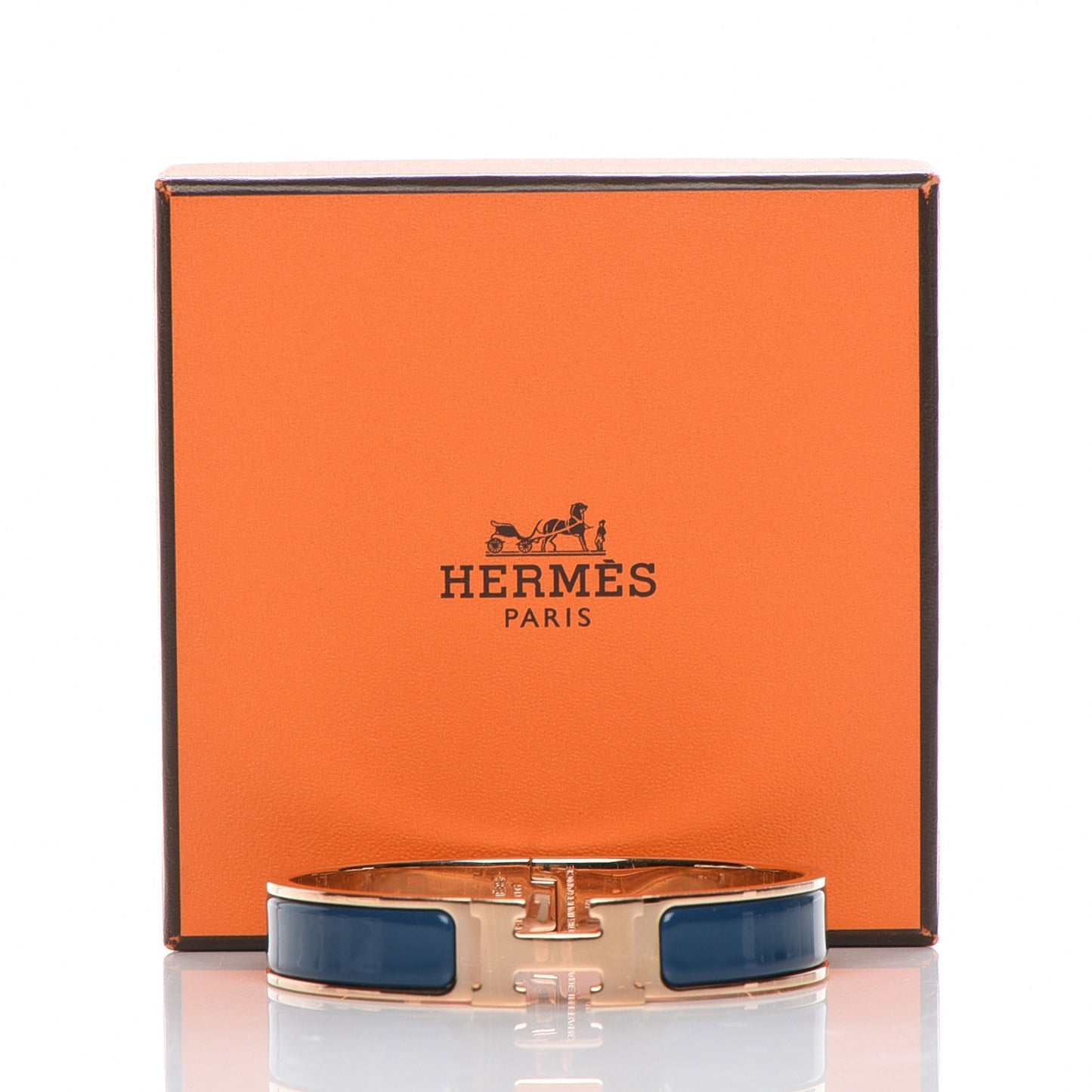 Narrow Enamel Clic Clac H Bracelet GM Bleu De Genes