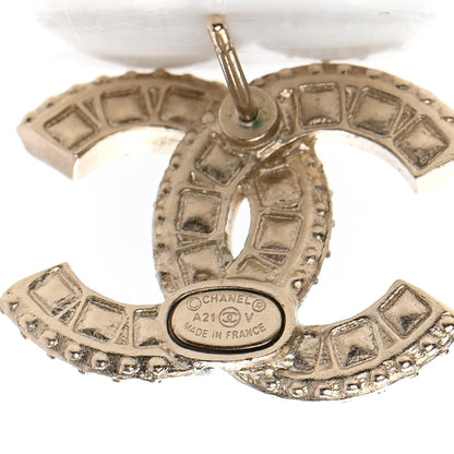 Chanel Crystal Timeless CC Earrings Light Gold 4 of 5