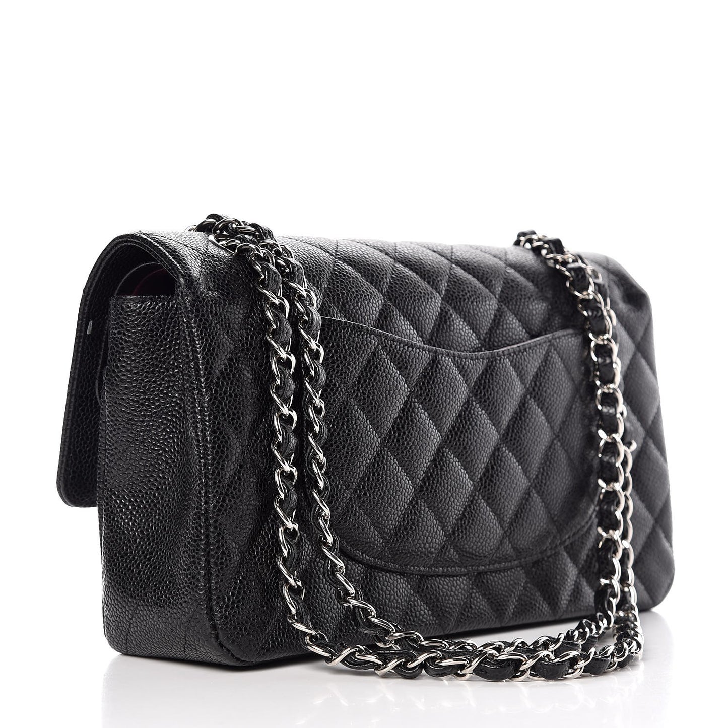 Caviar Quilted Medium Double Flap Black