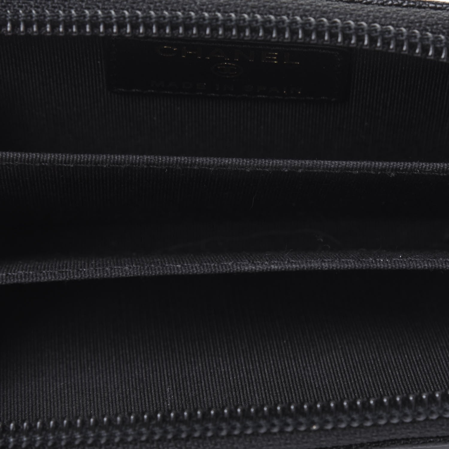 Chanel Caviar Chevron Quilted Boy Zip Around Coin Purse Wallet Black 5 of 12