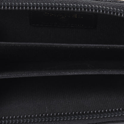 Chanel Caviar Chevron Quilted Boy Zip Around Coin Purse Wallet Black 5 of 12