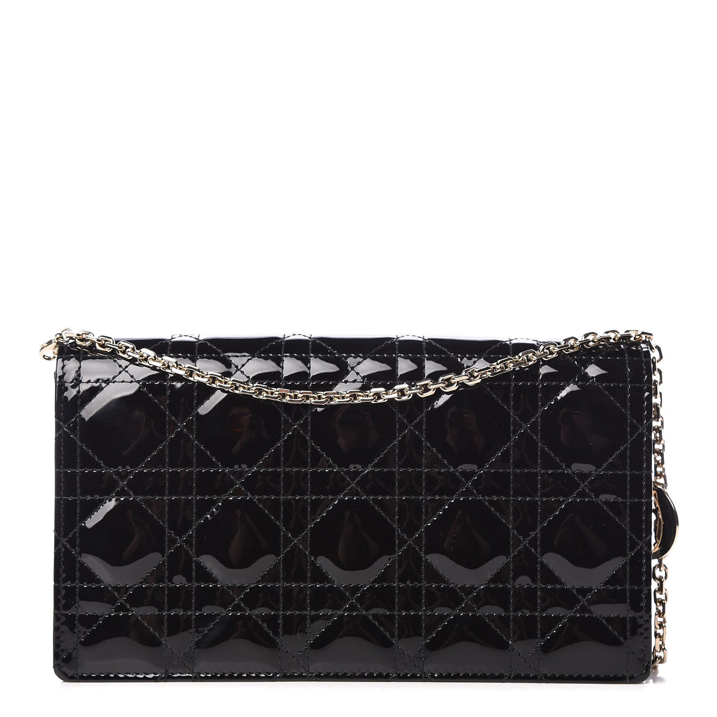 Patent Cannage Lady Dior Convertible Clutch Black