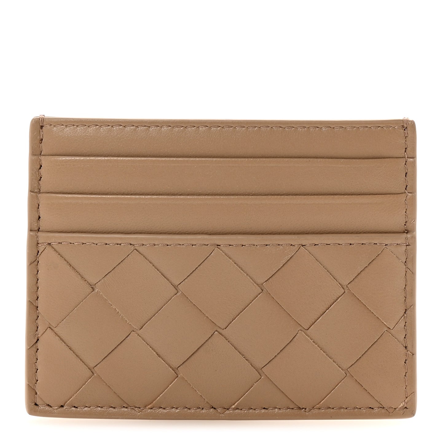 Nappa Intrecciato Card Case Camel