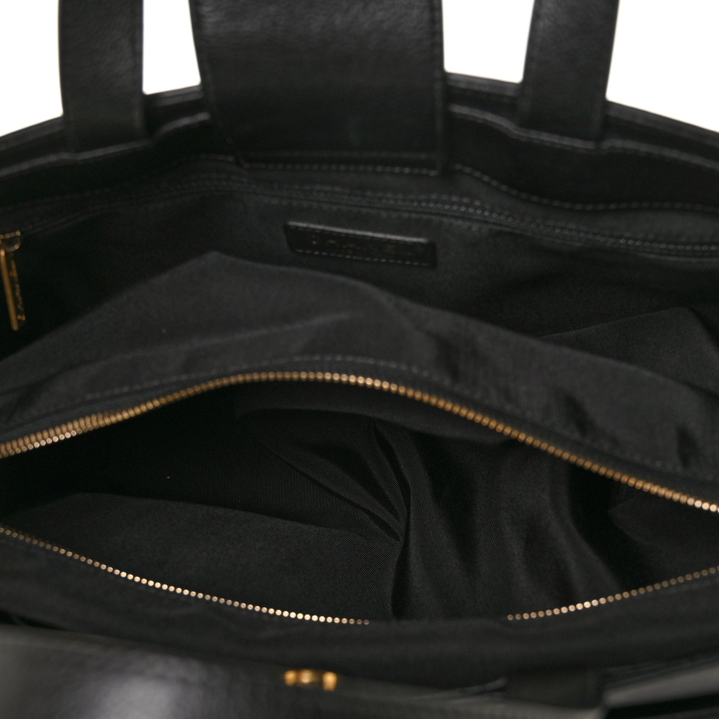 Calfskin Stitched Large Straight Lines Shopping Tote Black