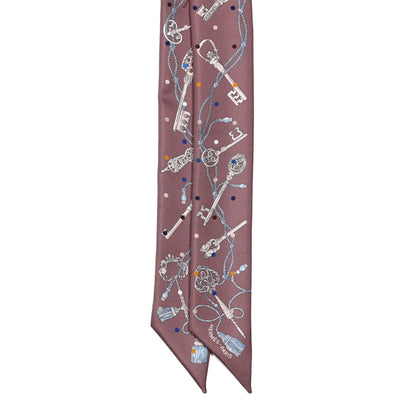 Hermes Silk Les Cles A Pois Twilly Marron Glace Gris 2 of 4