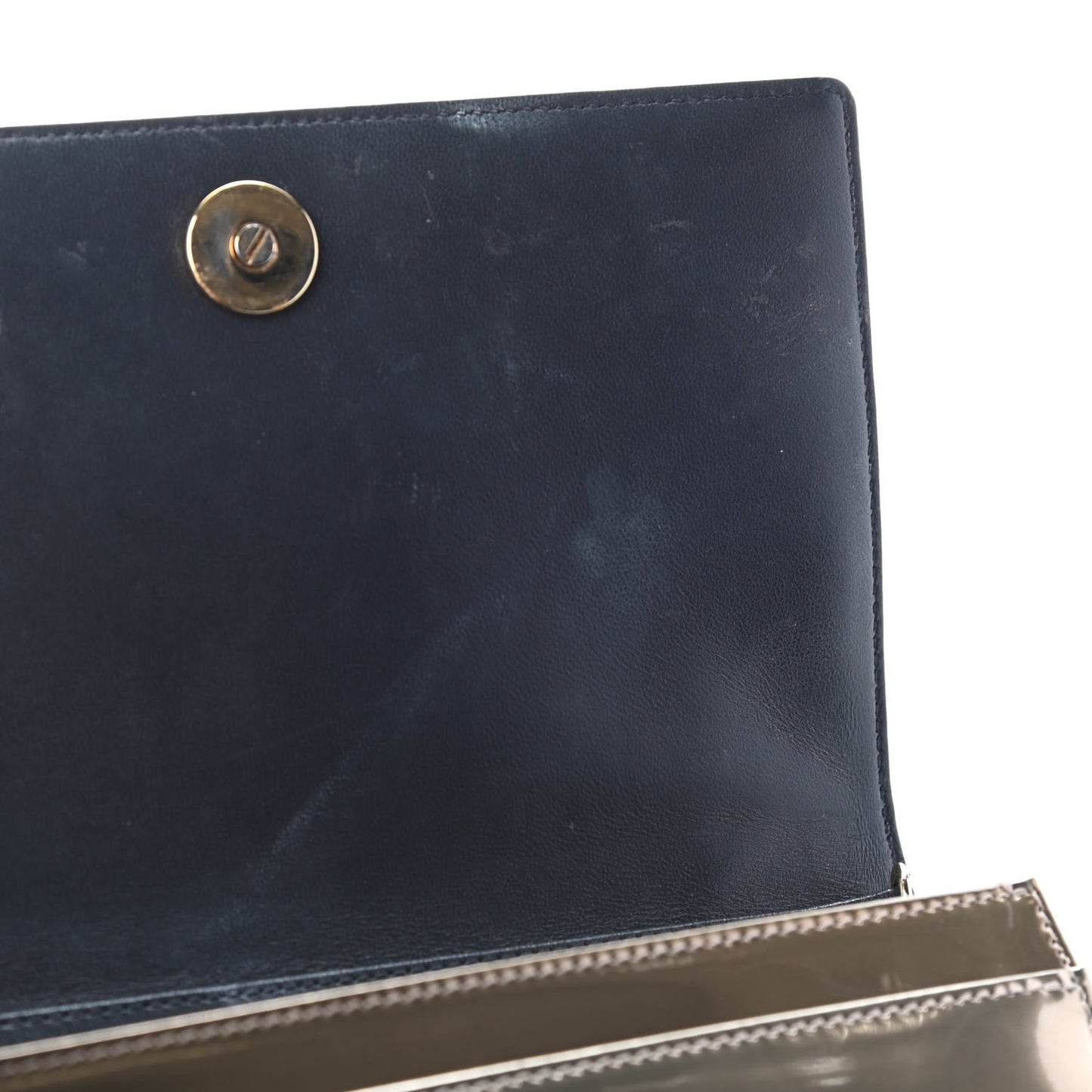 Metallic Patent Micro-Cannage Diorama Wallet on Chain Pouch Gold