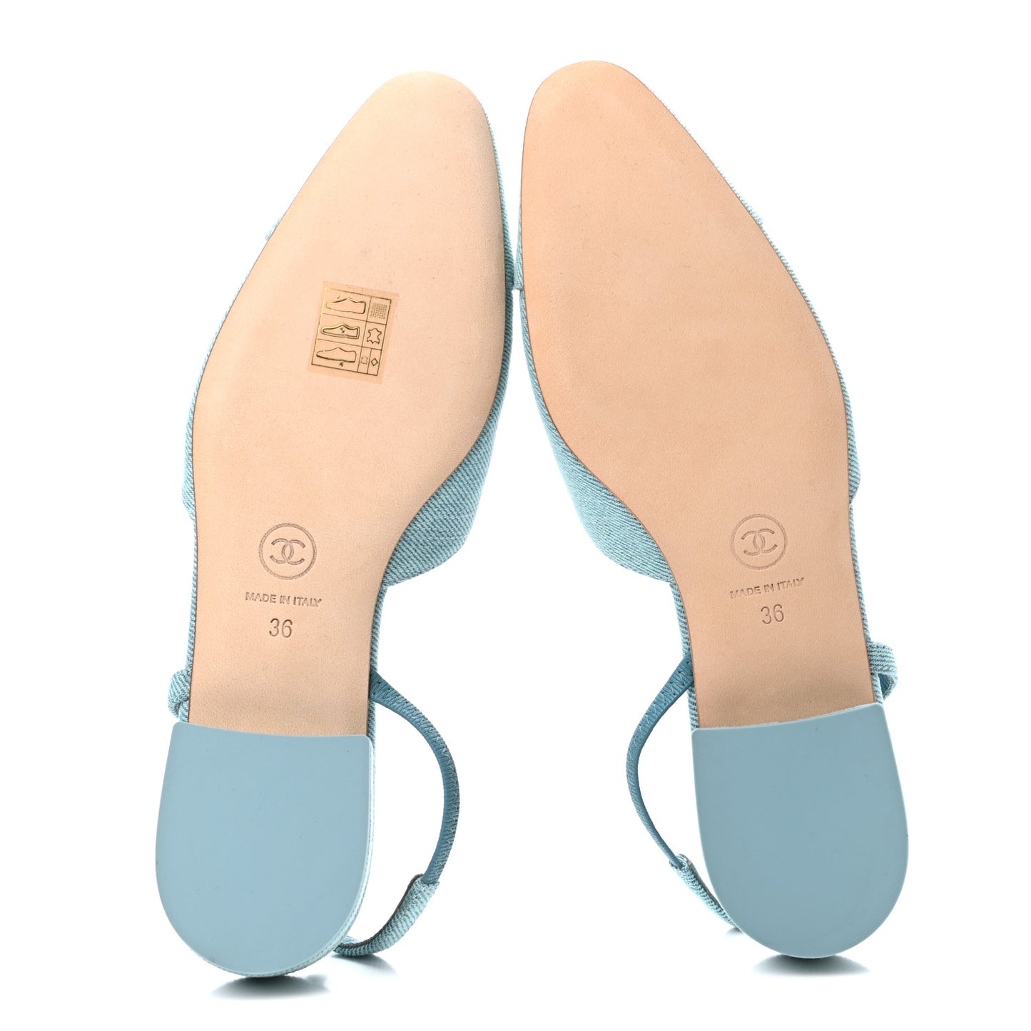 Denim Cap Toe CC Slingback Flats 36 Blue