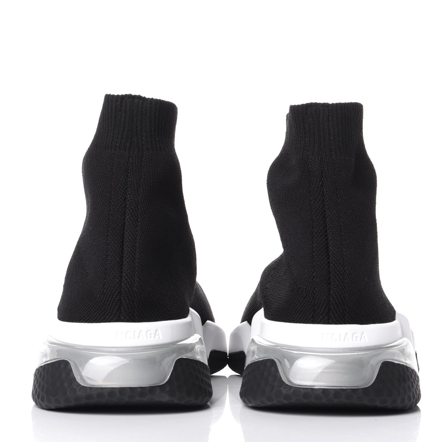 Balenciaga Neoprene Knit Womens Speed Clear Sole Sneakers 41 Black White 6 of 11